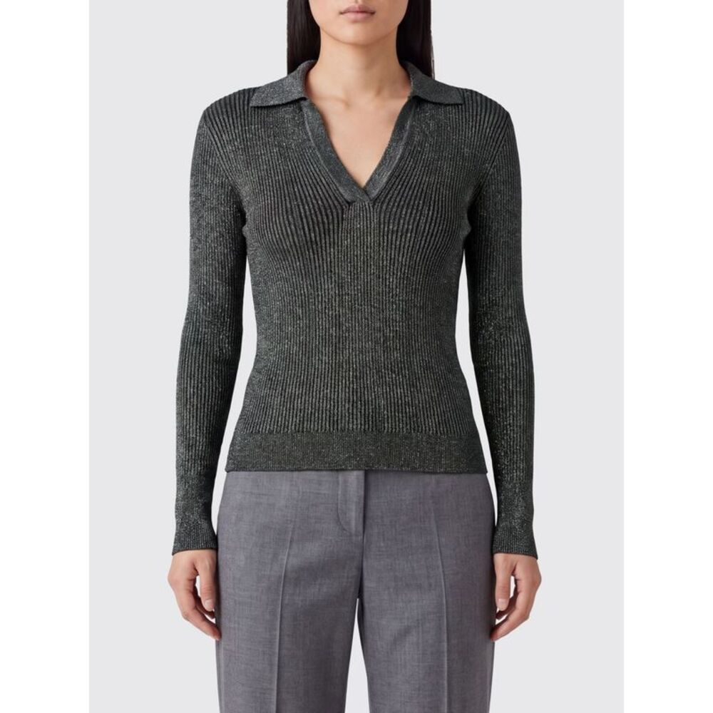 Roberto Collina Women Slim Fit Lurex Knit Polo Shirt Roberto Collina With V-Neck